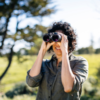 Woman with binoculars